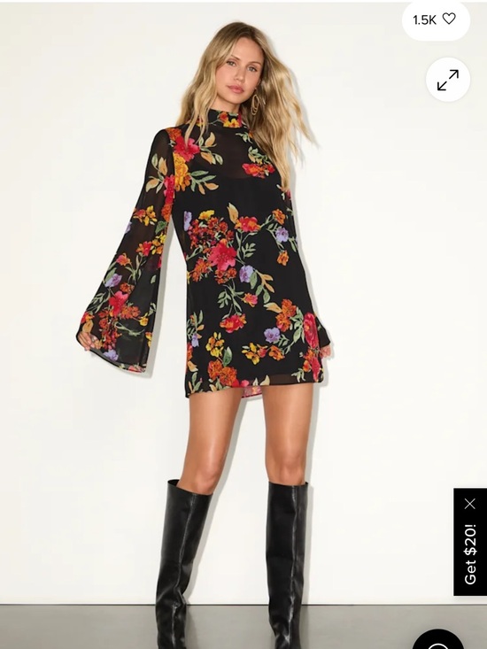 Lulus Dresses & Skirts - Lulu's Black Floral High-Neck Mini Dress